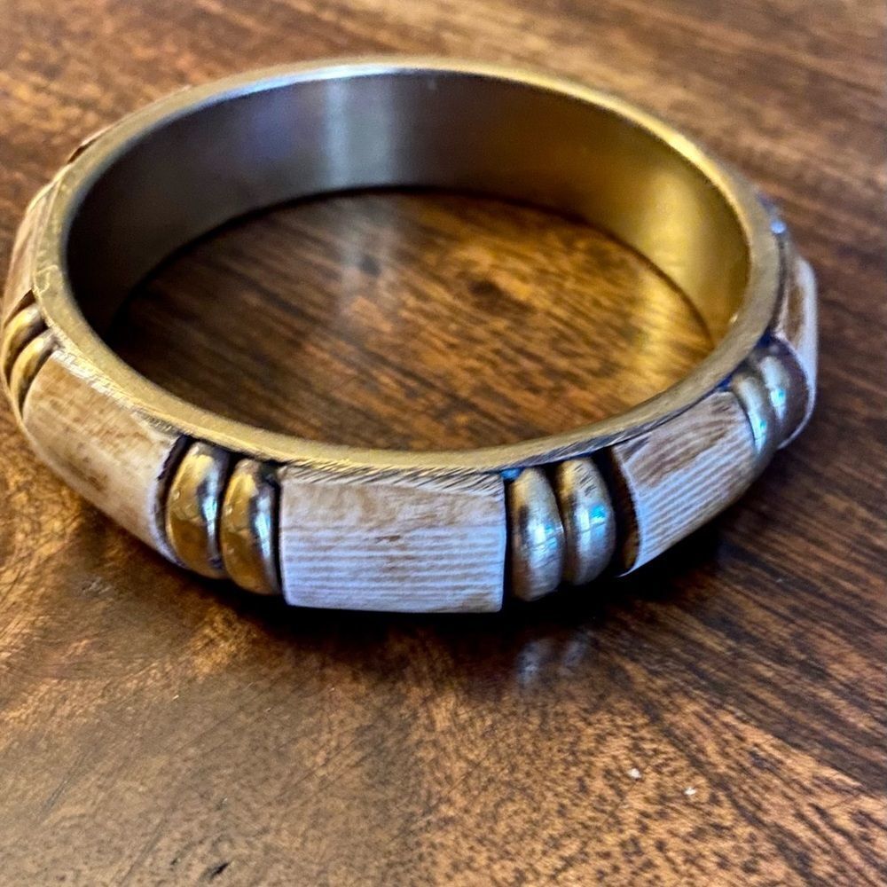 VINTAGE handcrafted bone & brass cuff bracelet